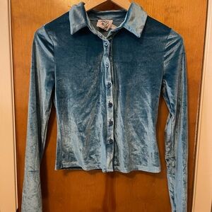 Princess Polly Teal Velvet Shirt